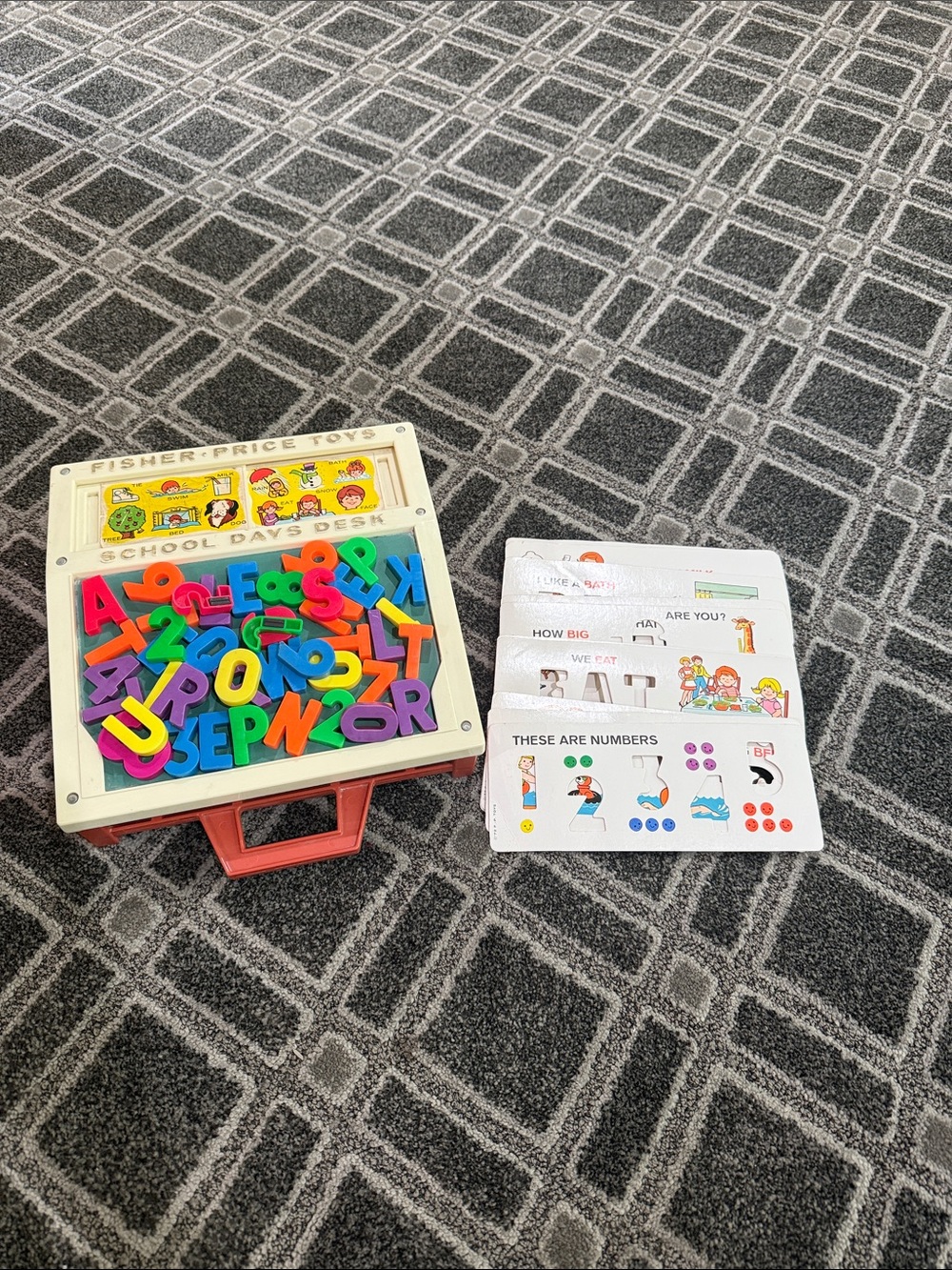 Vintage Fisher-Price White Learning Desk with Multicolor Magnetic Letters